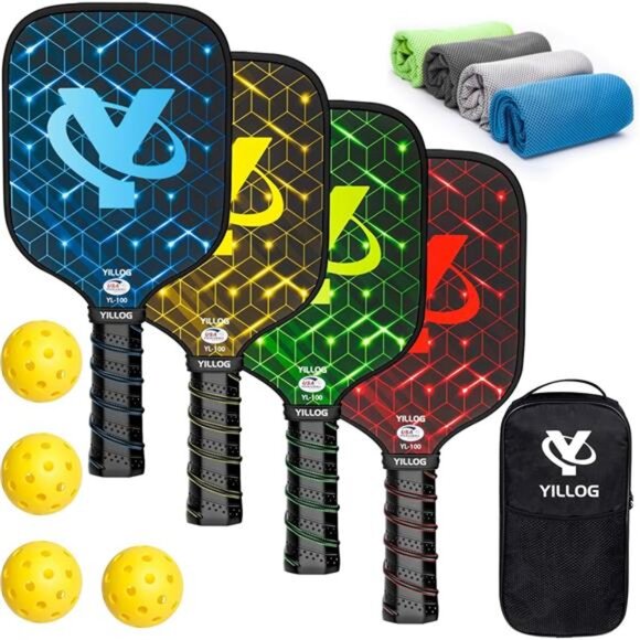 Pickleball Paddles, USAPA Approved Pickleball Paddle Set of 4, Fiberglass - Picture 1 of 7